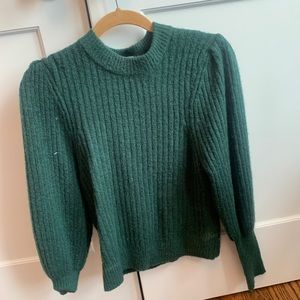 Green Leith Sweater with Puffed Sleeves